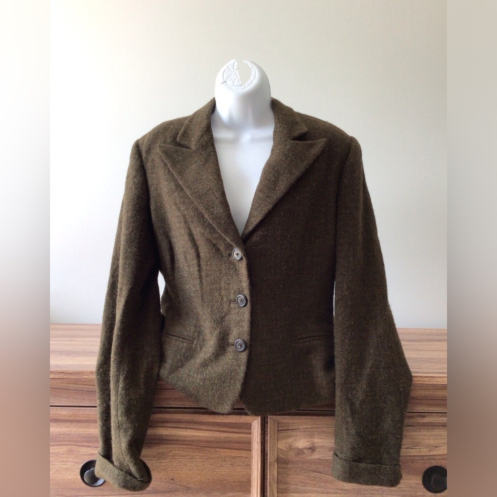 Ralph Lauren Purple Label Alpaca Cashmere Blend Green Blazer Jacket Luxury 12